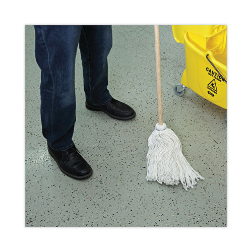 Image of Boardwalk® Handle/Deck Mops, #16 White Rayon Head, 48" Natural Wood Handle