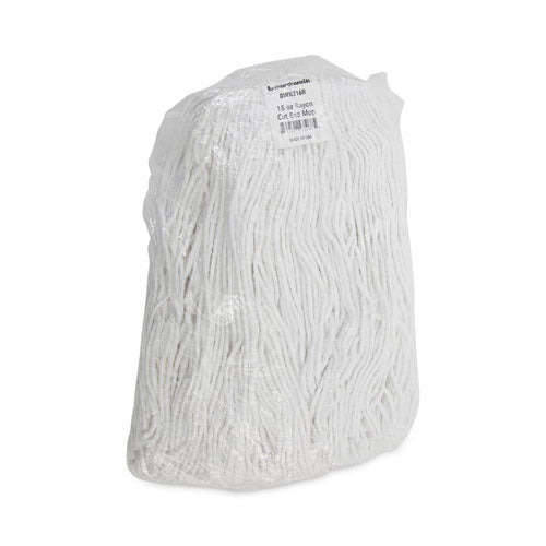 Image of Boardwalk® Premium Cut-End Wet Mop Heads, Rayon, 16oz, White, 12/carton