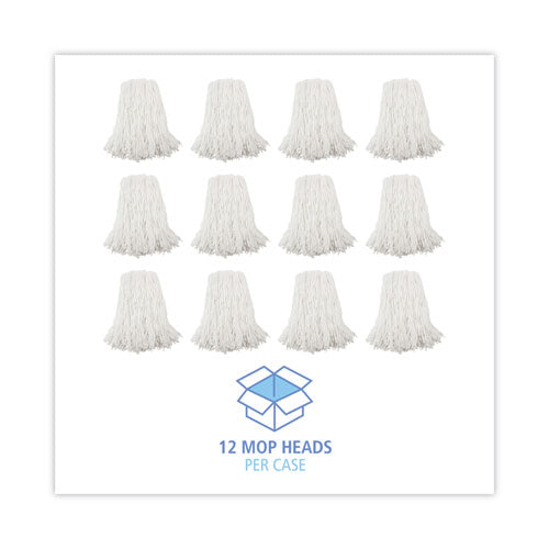 Image of Boardwalk® Premium Cut-End Wet Mop Heads, Rayon, 16oz, White, 12/carton