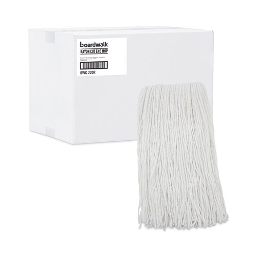Image of Boardwalk® Premium Cut-End Wet Mop Heads, Rayon, 20oz, White, 12/carton