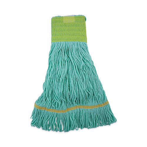 Image of Boardwalk® Ecomop Looped-End Mop Head, Recycled Fibers, Medium Size, Green, 12/carton