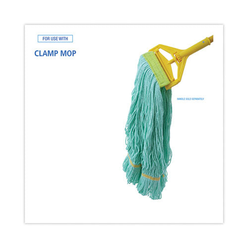 Image of Boardwalk® Ecomop Looped-End Mop Head, Recycled Fibers, Medium Size, Green, 12/carton