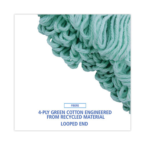 Image of Boardwalk® Ecomop Looped-End Mop Head, Recycled Fibers, Medium Size, Green, 12/carton