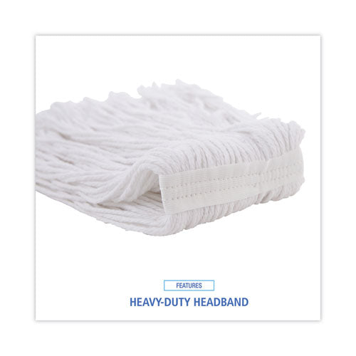 Image of Boardwalk® Mop Head, Value Standard Head, Rayon Fiber, Cut-End, Size No. 16, White, 12/carton