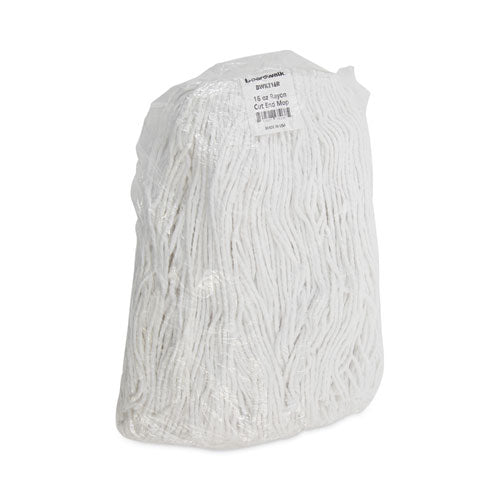 Image of Boardwalk® Mop Head, Value Standard Head, Rayon Fiber, Cut-End, Size No. 16, White, 12/carton