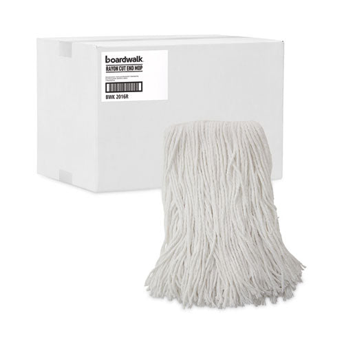 Image of Boardwalk® Mop Head, Value Standard Head, Rayon Fiber, Cut-End, Size No. 16, White, 12/carton