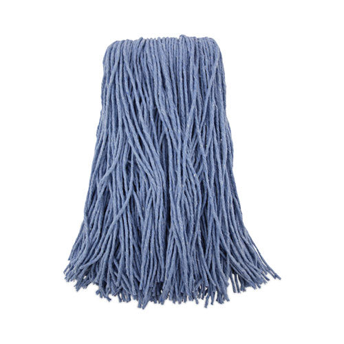 Image of Boardwalk® Mop Head, Standard Head, Cotton/synthetic Fiber, Cut-End, #24, Blue, 12/carton