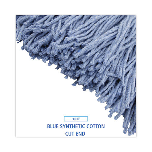 Image of Boardwalk® Mop Head, Standard Head, Cotton/synthetic Fiber, Cut-End, #24, Blue, 12/carton