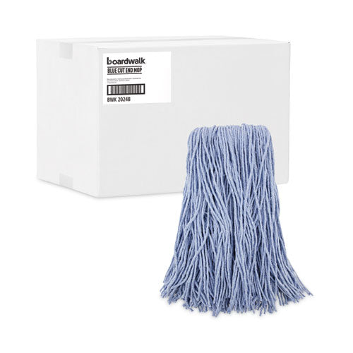 Image of Boardwalk® Mop Head, Standard Head, Cotton/synthetic Fiber, Cut-End, #24, Blue, 12/carton