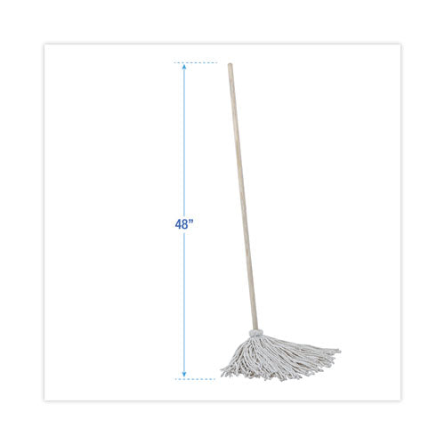 Image of Boardwalk® Handle/Deck Mops, #16 White Cotton Head, 48" Natural Wood Handle