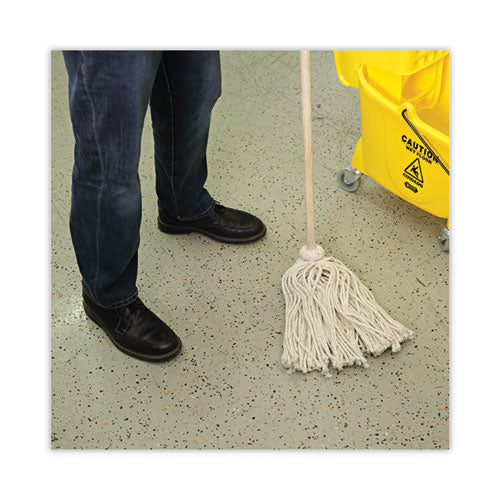 Image of Boardwalk® Handle/Deck Mops, #16 White Cotton Head, 48" Natural Wood Handle