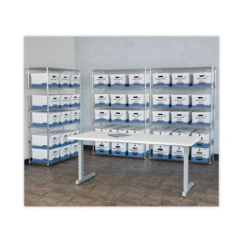 Image of Bankers Box® Hang'n'stor Medium-Duty Storage Boxes, Letter Files, 12.63" X 15.63" X 10", White/blue, 4/carton