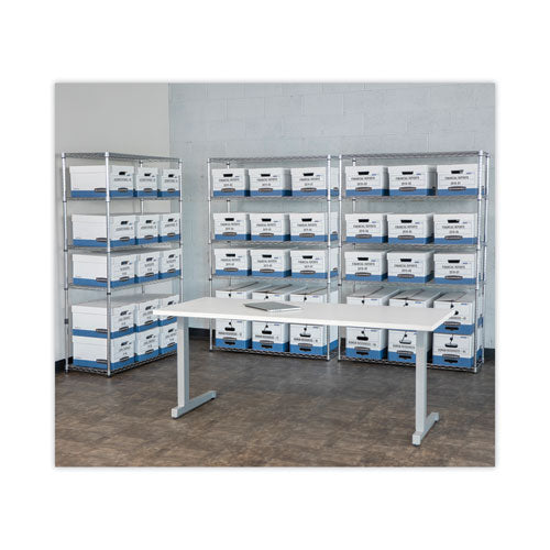 Image of Bankers Box® Hang'n'stor Medium-Duty Storage Boxes, Letter/legal Files, 13" X 16" X 10.5", White/blue, 4/carton