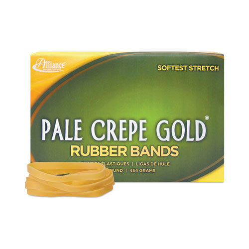 Image of Alliance® Pale Crepe Gold Rubber Bands, Size 64, 0.04" Gauge, Golden Crepe, 1 lb Box, 490/Box