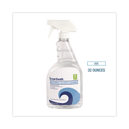 Image of Boardwalk® Natural Glass Cleaner, Unscented, 32 oz Trigger Spray Bottle, 12/Carton
