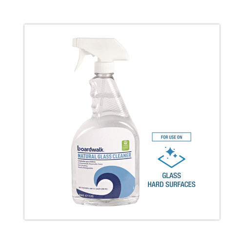 Image of Boardwalk® Natural Glass Cleaner, Unscented, 32 oz Trigger Spray Bottle, 12/Carton