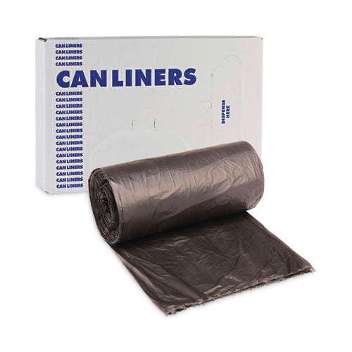Image of Boardwalk® High-Density Can Liners, 60 gal, 14 mic, 38" x 58", Black, Perforated Roll, 25 Bags/Roll, 8 Rolls/Carton