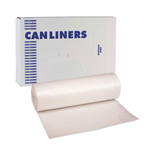 Image of Boardwalk® High-Density Can Liners, 45 gal, 19 mic, 40" x 46", Natural, Perforated Roll, 25 Bags/Roll, 6 Rolls/Carton