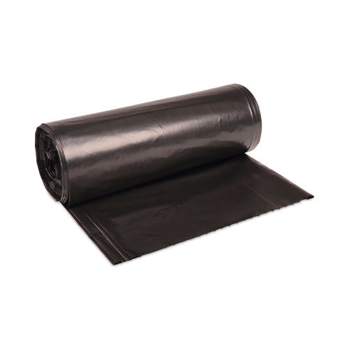 Image of Boardwalk® High-Density Can Liners, 56 gal, 19 mic, 43" x 47", Black, Perforated Roll, 25 Bags/Roll, 6 Rolls/Carton