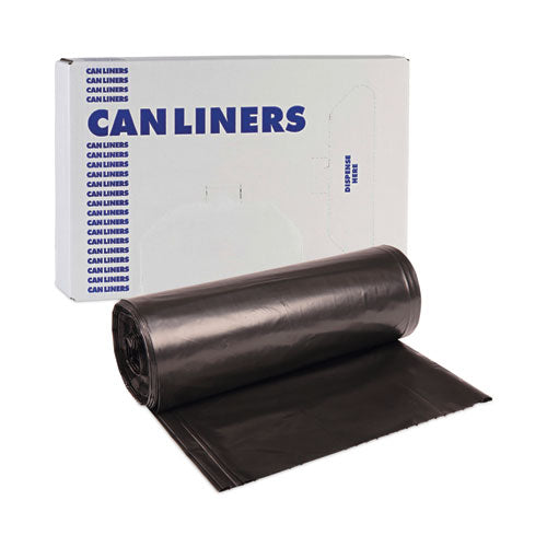 Image of Boardwalk® High-Density Can Liners, 56 gal, 19 mic, 43" x 47", Black, Perforated Roll, 25 Bags/Roll, 6 Rolls/Carton