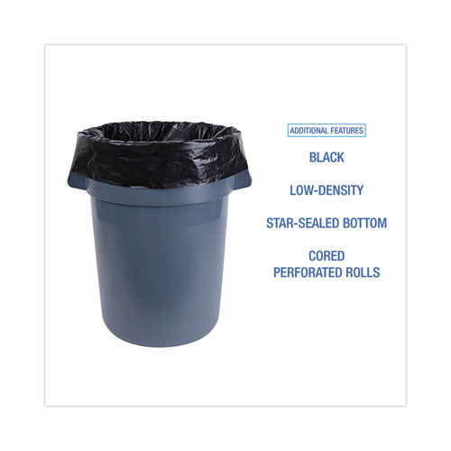 Image of Boardwalk® Industrial Drum Liners Rolls, 60 gal, 2.7 mil, 38" x 63", Black, 50/Carton