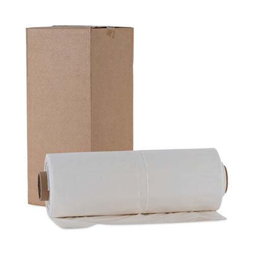 Image of Boardwalk® Industrial Drum Liners Rolls, 60 gal, 2.7 mil, 38" x 63", Clear, 50/Carton