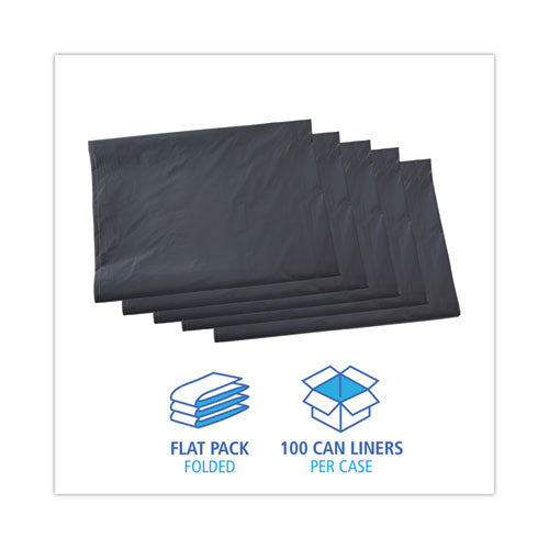 Image of Boardwalk® Linear Low Density Industrial Can Liners, 60 gal, 1.3 mil, 38" x 58", Gray, Flat Pack, 100/Carton
