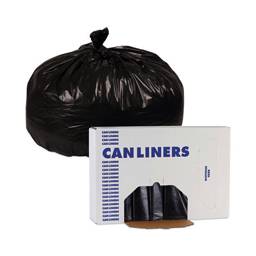 Image of Boardwalk® Linear Low Density Industrial Can Liners, 60 gal, 1.7 mil, 38" x 58", Black, Flat Pack, 100/Carton