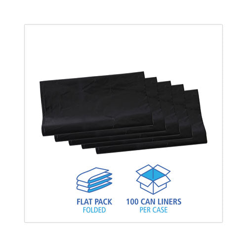 Image of Boardwalk® Linear Low Density Industrial Can Liners, 56 gal, 1.7 mil, 43" x 47", Black, Flat Pack, 100/Carton
