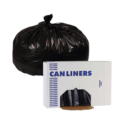 Image of Boardwalk® Linear Low Density Industrial Can Liners, 56 gal, 1.7 mil, 43" x 47", Black, Flat Pack, 100/Carton