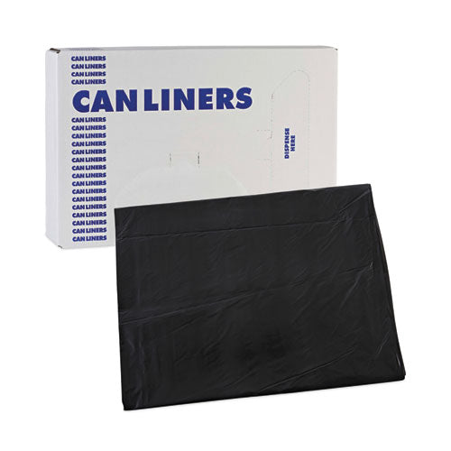 Image of Boardwalk® Linear Low Density Industrial Can Liners, 60 gal, 0.7 mil, 38" x 58", Black, Flat Pack, 100/Carton