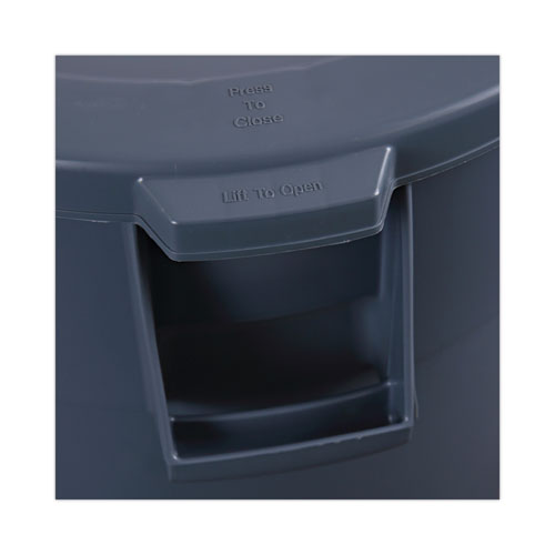 Image of Boardwalk® Lids For 44 Gal Waste Receptacles, Flat-Top, Round, Plastic Gray