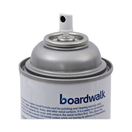 Image of Boardwalk® Stainless Steel Cleaner and Polish, Water-in-Oil Based, Lemon Scent, 16 oz Aerosol Spray