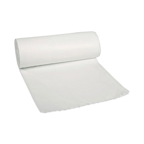 Image of Boardwalk® Low-Density Waste Can Liners, 30 gal, 0.5 mil, 30" x 36", White, Perforated Roll, 10 Bags/Roll, 20 Rolls/Carton