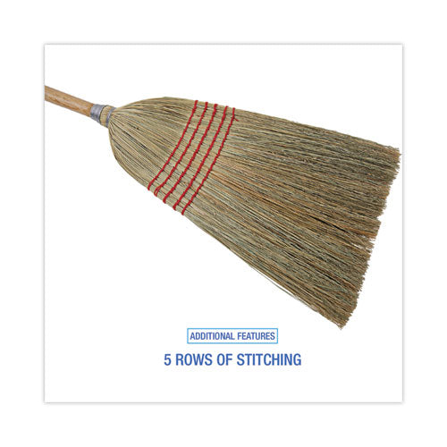 Image of Boardwalk® Parlor Broom, Corn Fiber Bristles, 55" Overall Length, Natural, 12/carton
