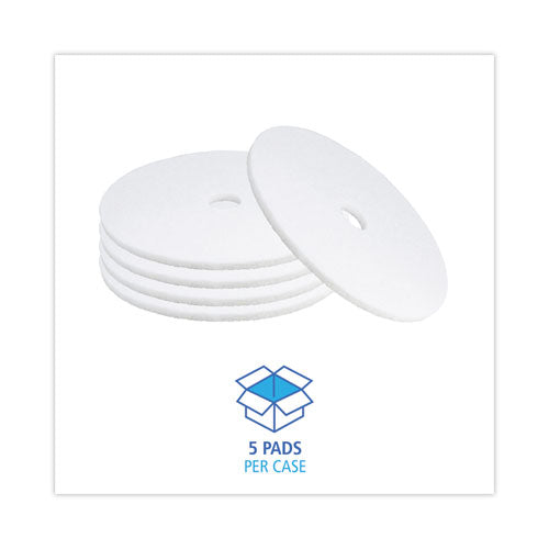 Image of Boardwalk® Polishing Floor Pads, 24" Diameter, White, 5/carton