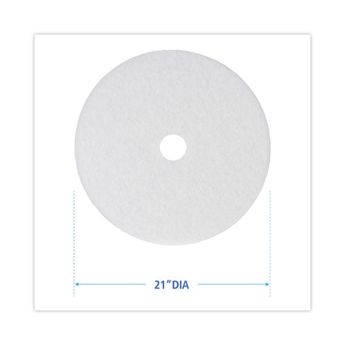 Image of Boardwalk® Polishing Floor Pads, 21" Diameter, White, 5/carton