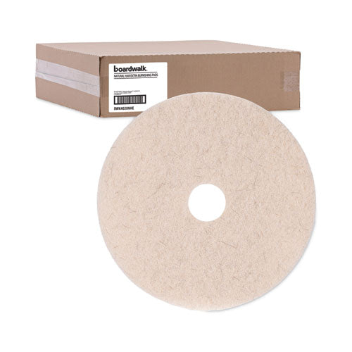 Image of Boardwalk® Natural Hog Hair Burnishing Floor Pads, 20" Diameter, Tan, 5/carton