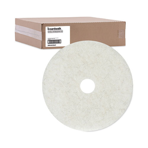 Image of Boardwalk® Natural Burnishing Floor Pads, 20" Diameter, White, 5/carton