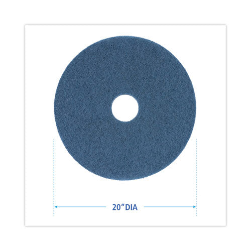 Image of Boardwalk® Scrubbing Floor Pads, 20" Diameter, Blue, 5/carton