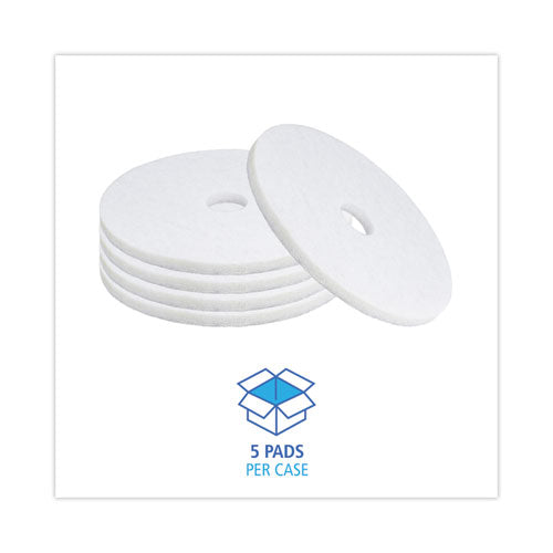 Image of Boardwalk® Polishing Floor Pads, 19" Diameter, White, 5/carton