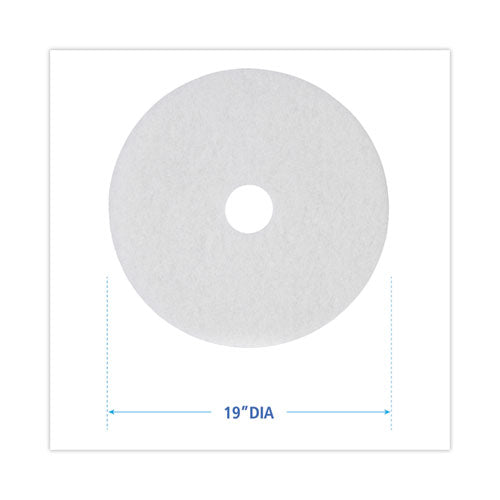 Image of Boardwalk® Polishing Floor Pads, 19" Diameter, White, 5/carton