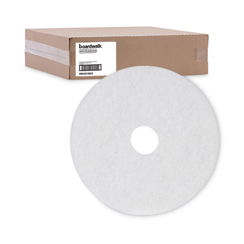 Image of Boardwalk® Polishing Floor Pads, 18" Diameter, White, 5/carton