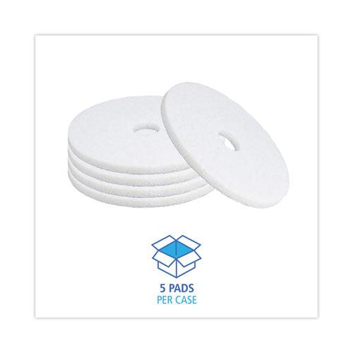 Image of Boardwalk® Polishing Floor Pads, 18" Diameter, White, 5/carton