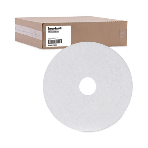 Image of Boardwalk® Polishing Floor Pads, 17" Diameter, White, 5/carton