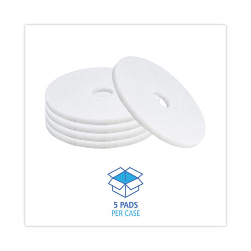 Image of Boardwalk® Polishing Floor Pads, 17" Diameter, White, 5/carton