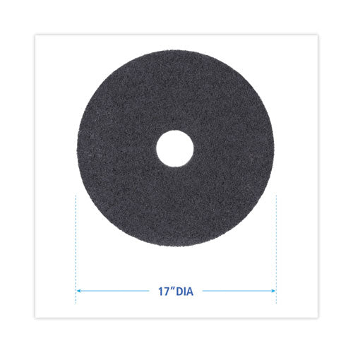 Image of Boardwalk® High Performance Stripping Floor Pads, 17" Diameter, Black, 5/carton