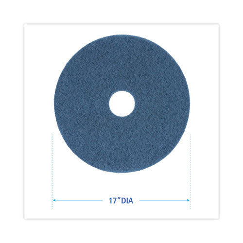Image of Boardwalk® Scrubbing Floor Pads, 17" Diameter, Blue, 5/carton