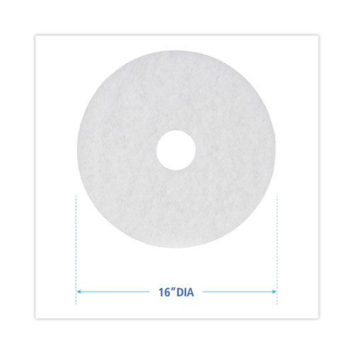 Image of Boardwalk® Polishing Floor Pads, 16" Diameter, White, 5/carton