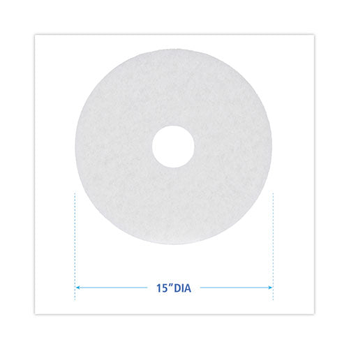Image of Boardwalk® Polishing Floor Pads, 15" Diameter, White, 5/carton